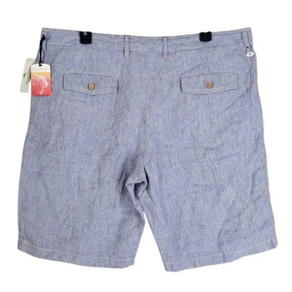 Tommy Bahama Pure Linen Shorts Mens 42 Bluestone Hickory Stripe Wide Leg NWT - Picture 13 of 13